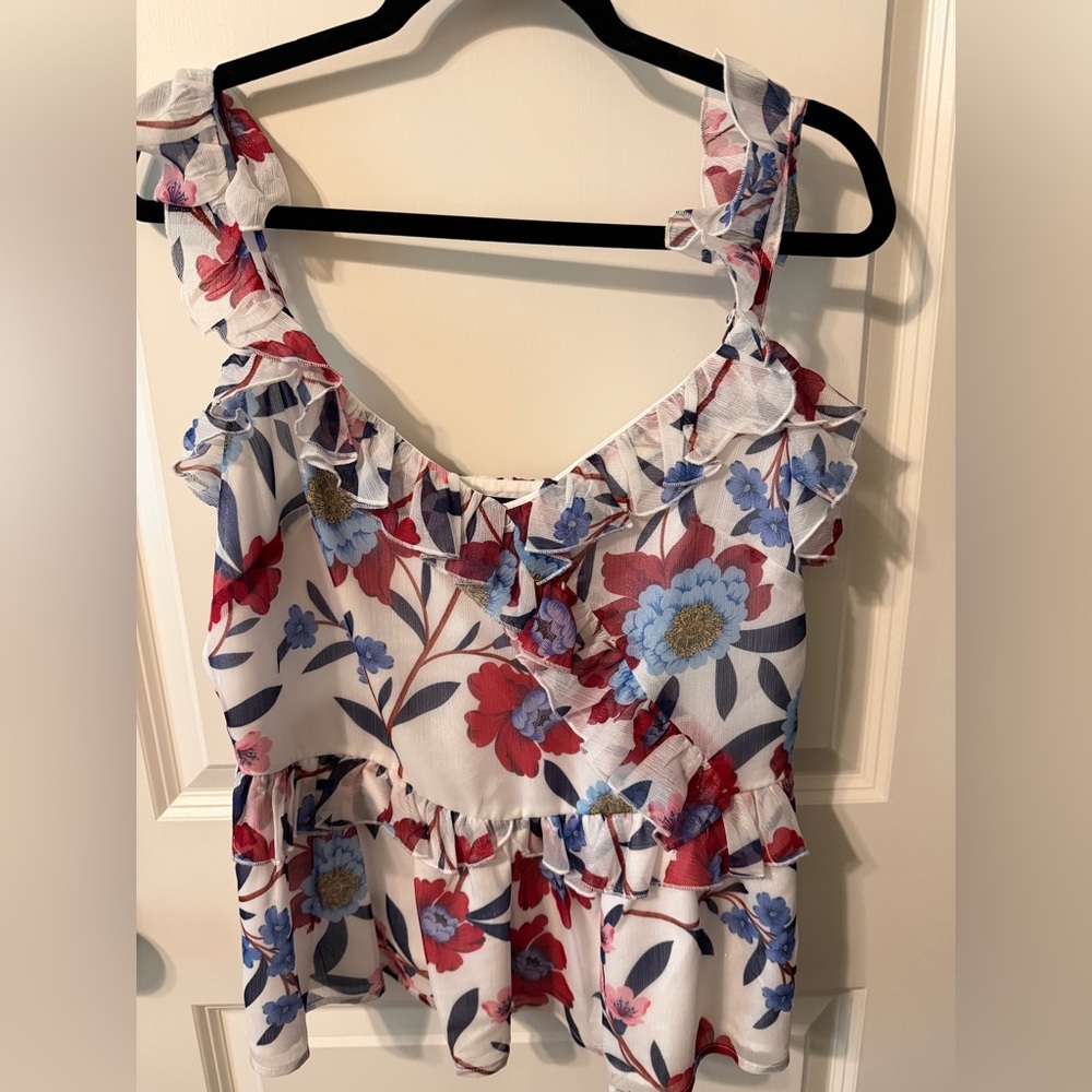 French Connection Aden Bai Lurex Frill Cami Top NWOT Size 8
